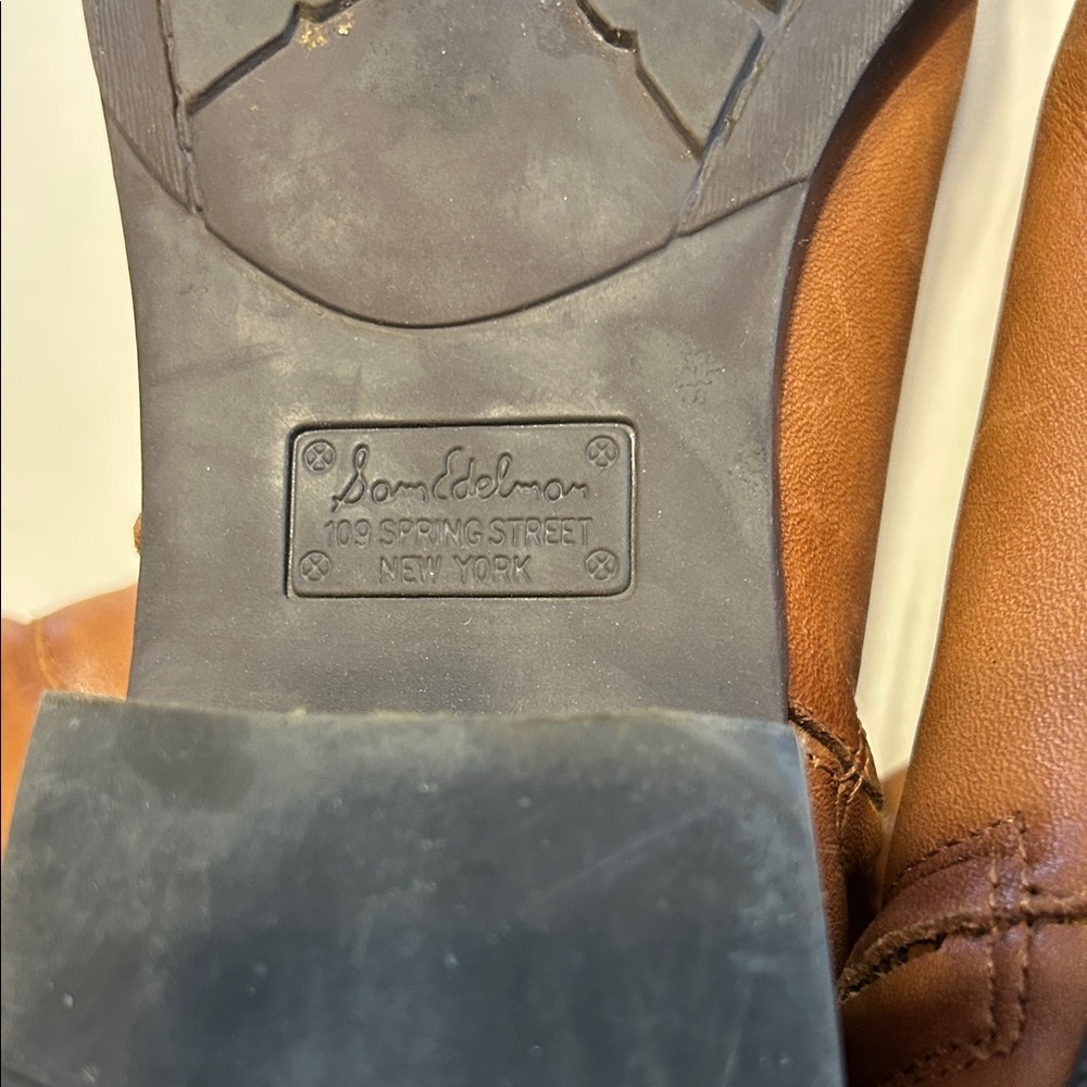 Sam Edelman Women's Priscilla Tall Boots Size 8M Leather Brown Zip Up Logo - Picture 3 of 12